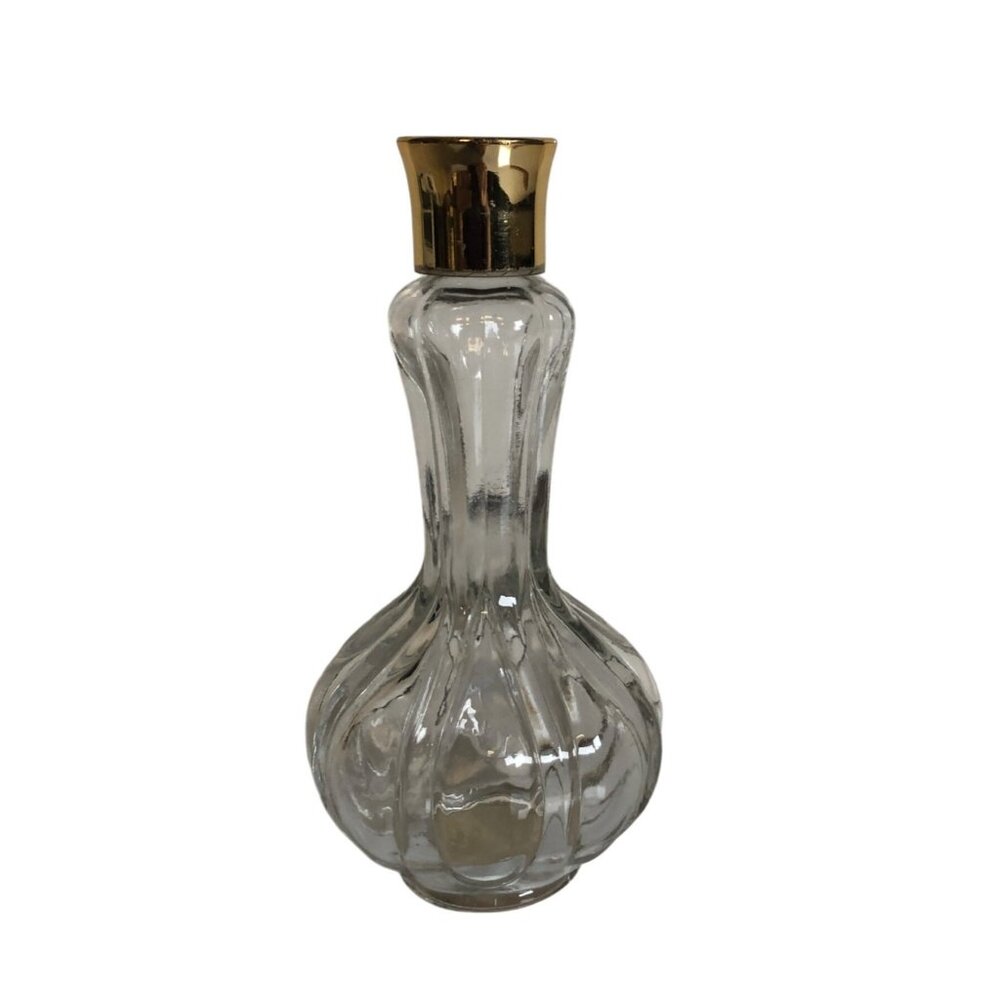 Avon Dew Kiss Decanter 4 Fl Oz Glass Bottle Gold Lid Vintage Retro Collectible